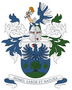 Eduard Pazourek: Ve stříbrno modře vlnitě děleném štítě nahoře vyrůstající modrá orlice s červenou zbrojí, dole na zeleném trojvrší lípa přirozených tinktur, po stranách provázená dvěma zelenými svěšenými lipovými snítkami. Na hrncovité přilbě s točenicí a přikryvadly vpravo modro-stříbrnými a vlevo zeleno-stříbrnými vpravo vztyčená paže přirozené tinktury, držící dvě rostliny měsíčku lékařského, přirozených tinktur, svázaných modrou stuhou, vlevo modré orlí křídlo s letkami střídavě modrými a stříbrnými, uprostřed stříbrný pazourek. Heslo: HOMO, LABOR ET NATURA (černým písmem na stříbrné pásce, modře podšité).
