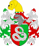 Jan Bohuslav Gebauer: V červeno-zeleně polceném štítě stříbrný stočený chřestýš s červeným jazykem. Na kolčí přilbě s točenicí a přikryvadly vpravo zeleno-stříbrnými a vlevo červeno-stříbrnými zlatá hlava psa – boxera s krkem.