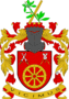 Petr Formánek: V červeném štítě zlaté vozové kolo provázené nahoře vpravo dvěma vztyčenými zkříženými stříbrnými meči se zlatými jílci a vlevo dvěma zkříženými zlatými přeslicemi se stříbrnými panenkami lnu a na vláknu visícími zlatými vřeteny. Na kolčí přilbě s točenicí a přikryvadly červeno-zlatými kosmozelená větévka skořicovníku se zlatými plody, šikmo podložená zlatou skořicí-kůrou. Heslo: VICIMUS (černým písmem na zlaté pásce, červeně podšité).