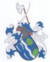 Roman Kosuk: Modrý štít polcen stříbrným vlnitým kůlem. V pravé polovině tři (2+1) stříbrné kosy špicemi dolů. V levé polovině na zeleném vrchu buk přirozené barvy. Na štítě kolčí přilba s točenicí a přikryvadly modrostříbrnými. V klenotu kosmostříbrná sekera - širočina s topůrkem  přirozené barvy šikmo překřížená stříbrnou kosou špicí vzhůru.