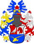 Miloslav Švábenský: Dělený štít, nahoře červeno-stříbrně polcen, vpravo doleva obrácená holubice se zlatou zbrojí, vlevo červená koňská hlava s krkem. V dolním modrém poli šikmo zlatý pluh bez kol radlicí dolů. Na kolčí přilbě s točenicí a přikryvadly vpravo modro-zlatými a vlevo červeno-stříbrnými dvě modrá orlí křídla s položenými dvěma zlatými lipovými listy, vpravo kosmo a vlevo šikmo, mezi křídly červený lipový list.