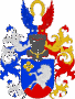 Zdeněk Růta: V modrém štítě z červeného trojvrší vyskakující stříbrný kůň se zlatou zbrojí, provázený vpravo nahoře zlatým květem routy vonné se čtyřmi okvětními lístky. Na kolčí přilbě s točenicí a přikryvadly vpravo modro-stříbrnými a vlevo červeno-zlatými zlatá podkova mezi dvěma orlími křídly, vpravo modrým, vlevo červeným.